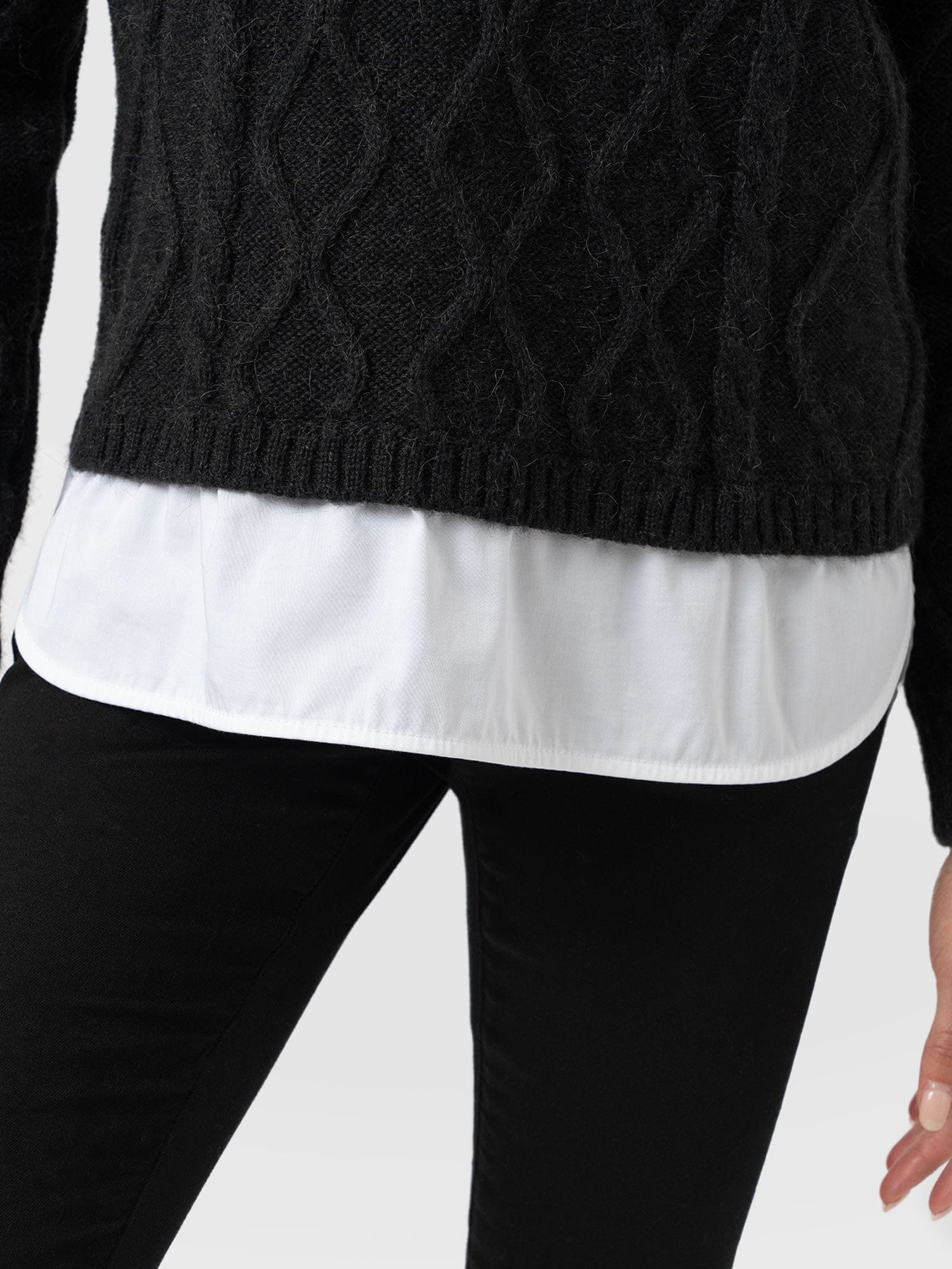 Arden Mock Shirt Jumper - Black - Women's Knitwears | Saint + Sofia® USA